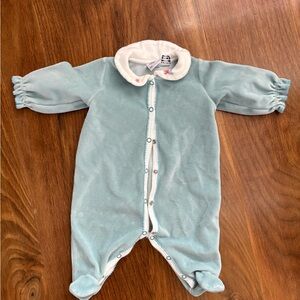 Petit Bateau Light Blue Baby Velour Sleeper